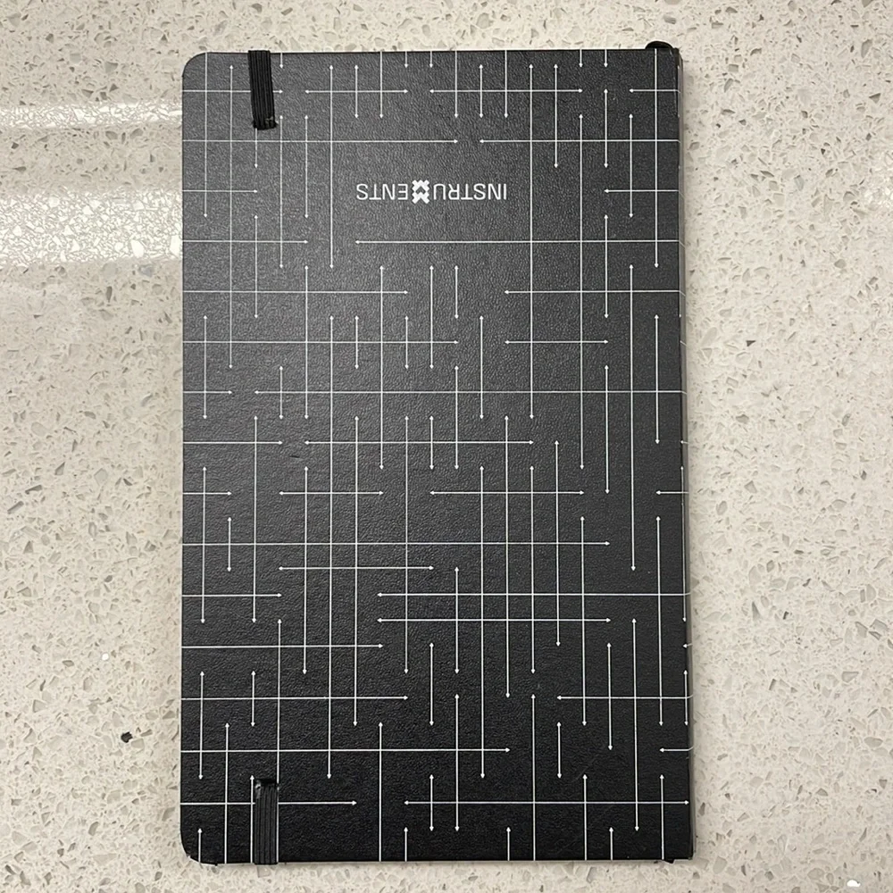 Instruments Black Grid Notebook With Blank Open Pages & Bookmark